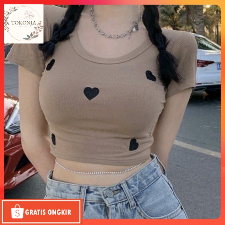 Baju Korea / Crop Top Wanita Fumiko RIB Atasan Kaos Crop Wanita Korean Style