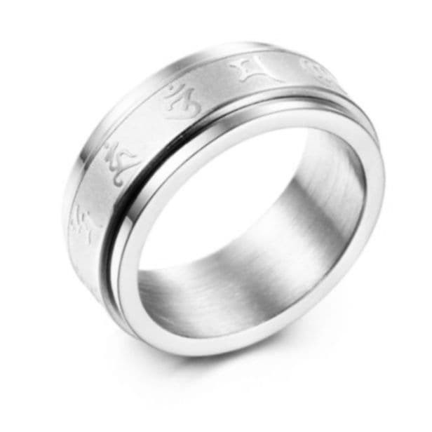 Cincin Spinning Spinner Silver Titanium Steel Ring Prayer Buddha - 8