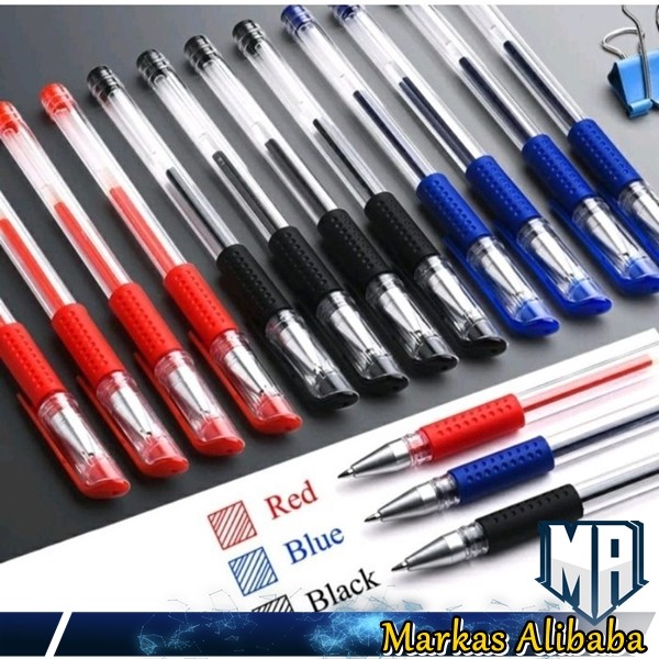 

Pulpen Gel 0.5mm Standard / Pena Tinta Gel Alat tulis Stationary Warna Hitam Biru Merah