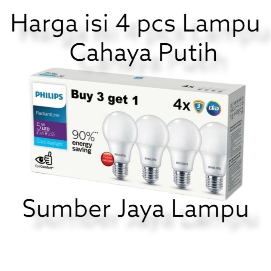 Lampu Led Philips Radiantline 3+1 MULTIPACK 5 Watt