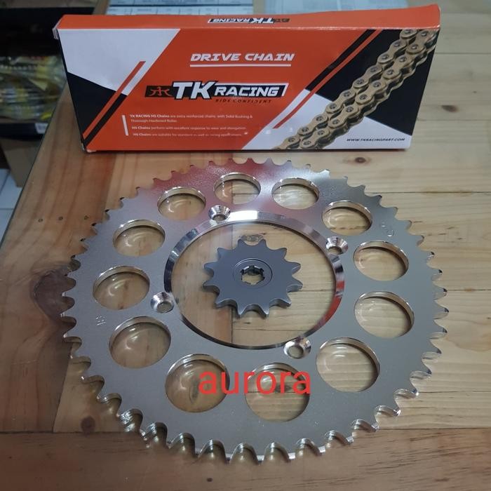 GEAR SET TK KLX 150 TEBAL 520 & RANTAI TK 520 HS GOLD - 11, 45