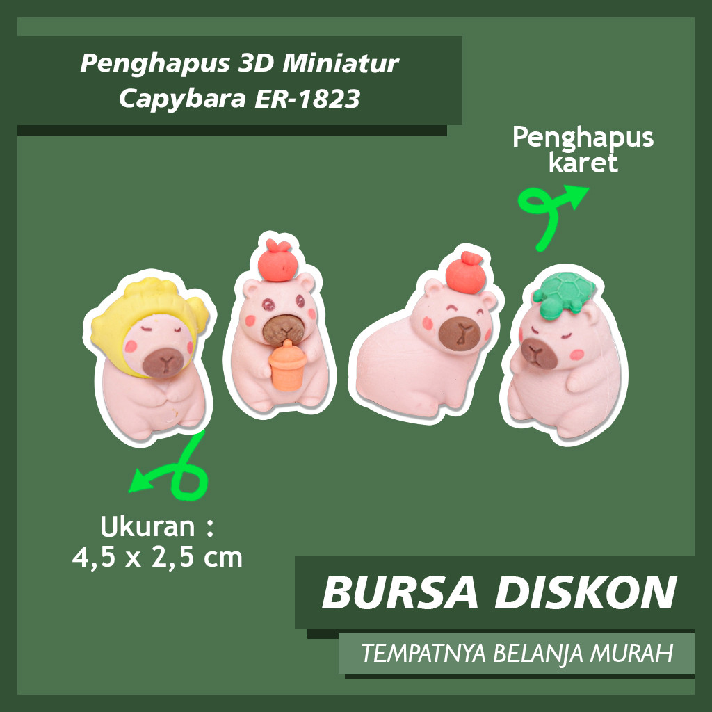 

Penghapus 3D Miniatur Capybara ER-1823 Hapusan Lucu Eraser Unik Anak Sekolah Bisa COD