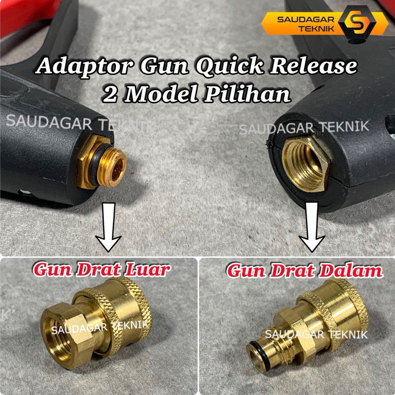 Adaptor Quick Release Khusus Gun Jet Cleaner Nepel Sambungan Gun Jet Cleaner Drat Dalam Drat Luar