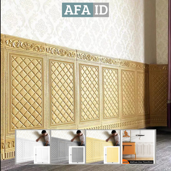 3D Foam Moulding Skirt Lis Wainscoating Pintu Kayu Jati Jendela PE Gabus Anti Air Anti Lembab Sticke