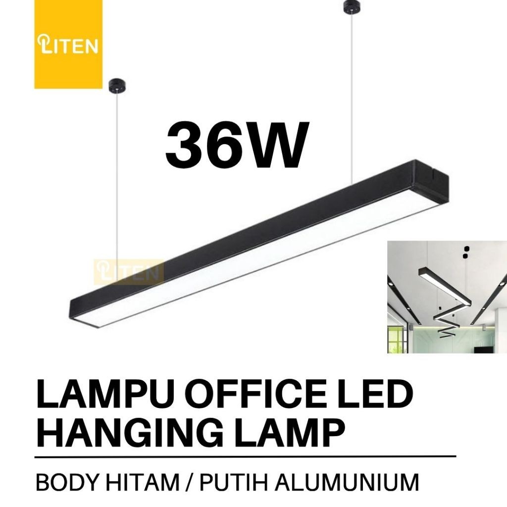 36W 120 CM - Lampu Gantung LED Persegi Panjang Kotak Lampu Kantor Plafon LED Downlight Lampu Kerja O
