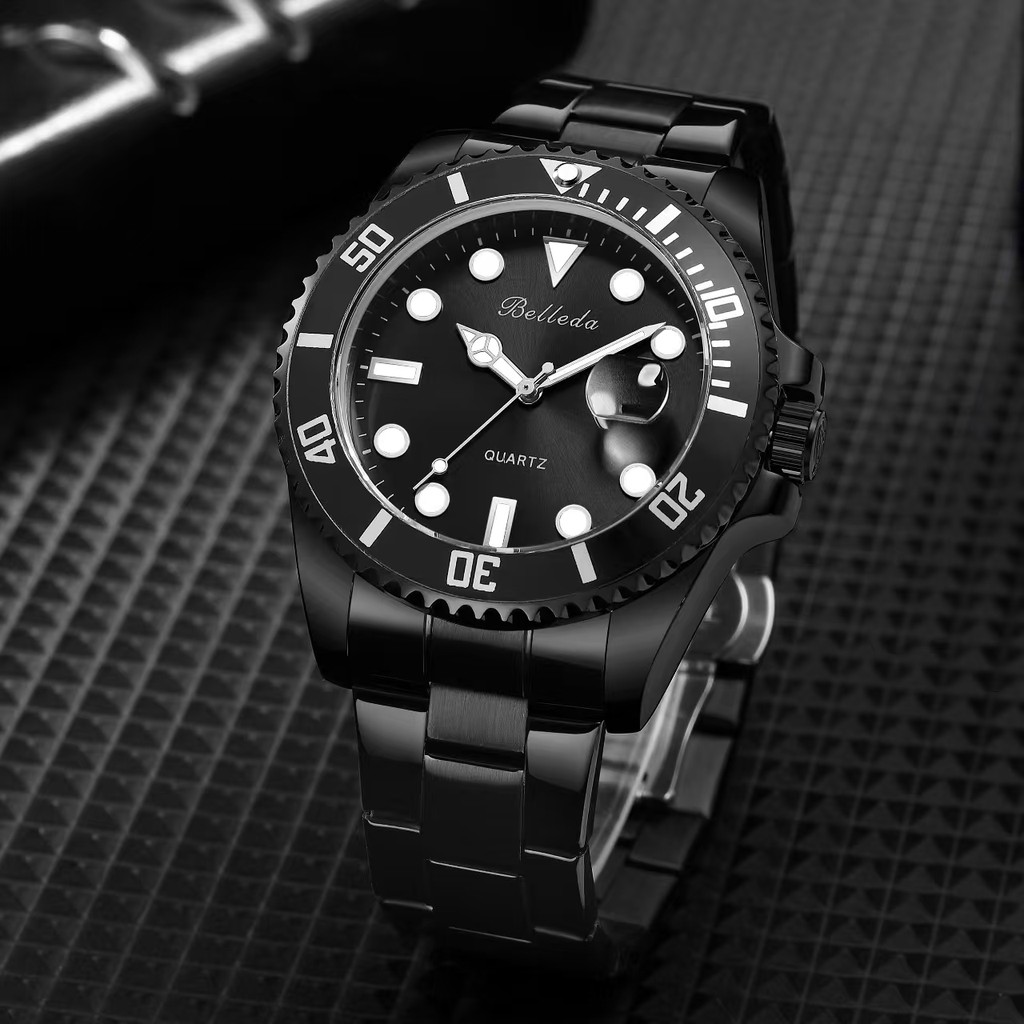 Jam Tangan Pria Belleda 9479-2 Rantai Stainless Steel Analog tanggal Aktif Anti Air 3 Atm