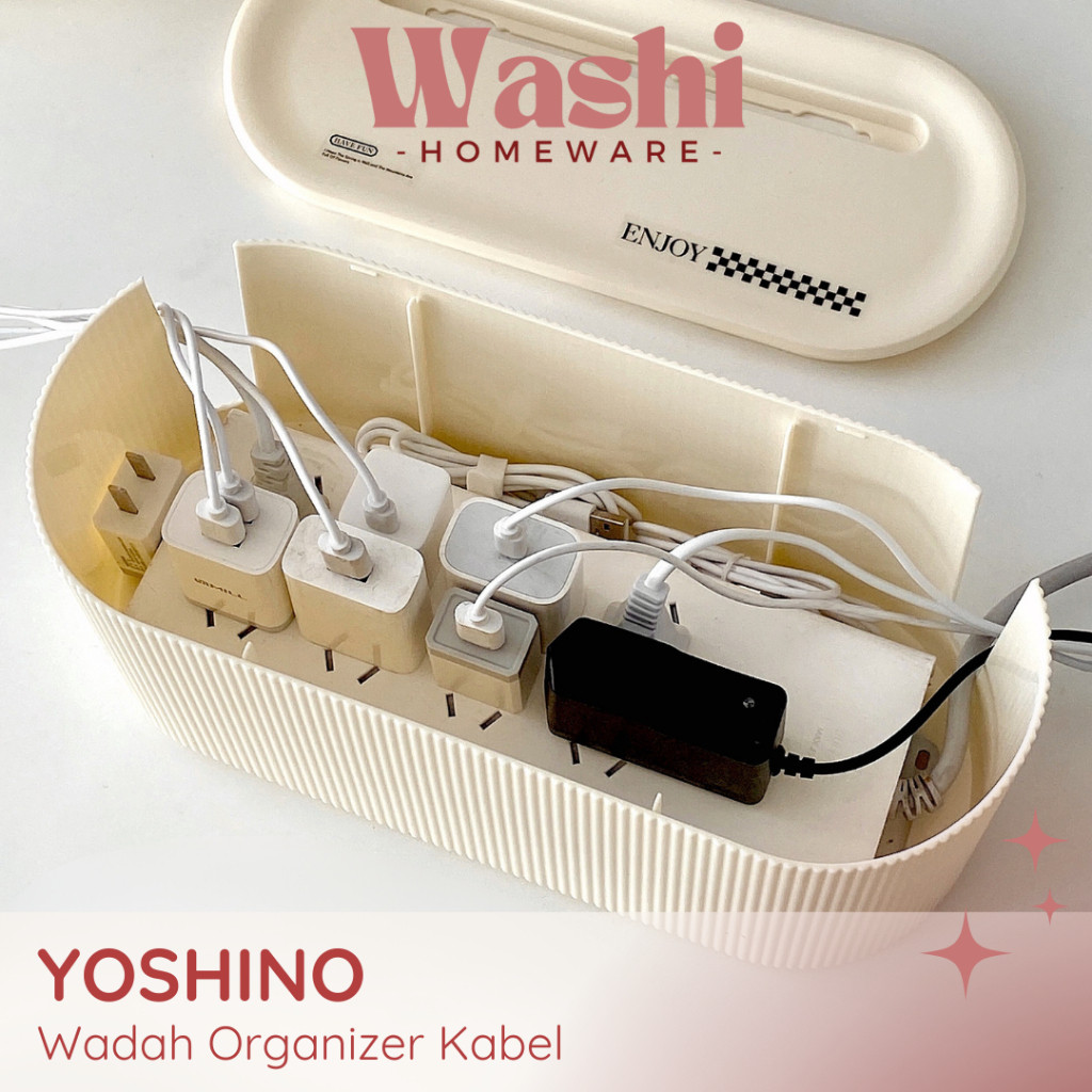

WASHI - YOSHINO Perapi Colokan Listrik Aesthetic Office Desk USB Cable Estetik Meja Kamar Kantor Device Kotak Organizer Kabel Charger Modern Storage Box Stop Kontak Minimalis