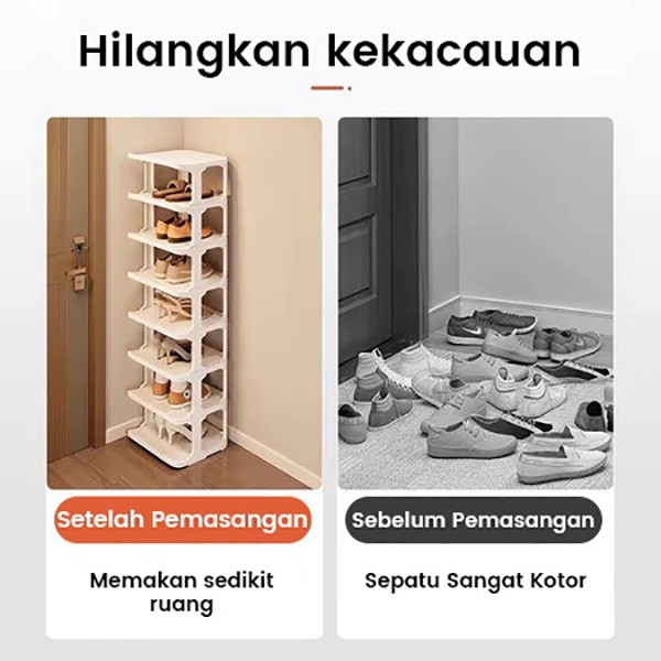 AMZ ZAYA Rak Sepatu Susun Tertutup Minimalis - Tempat Penyimpanan Sepatu 3 Tingkat Anti Debu  SBJA