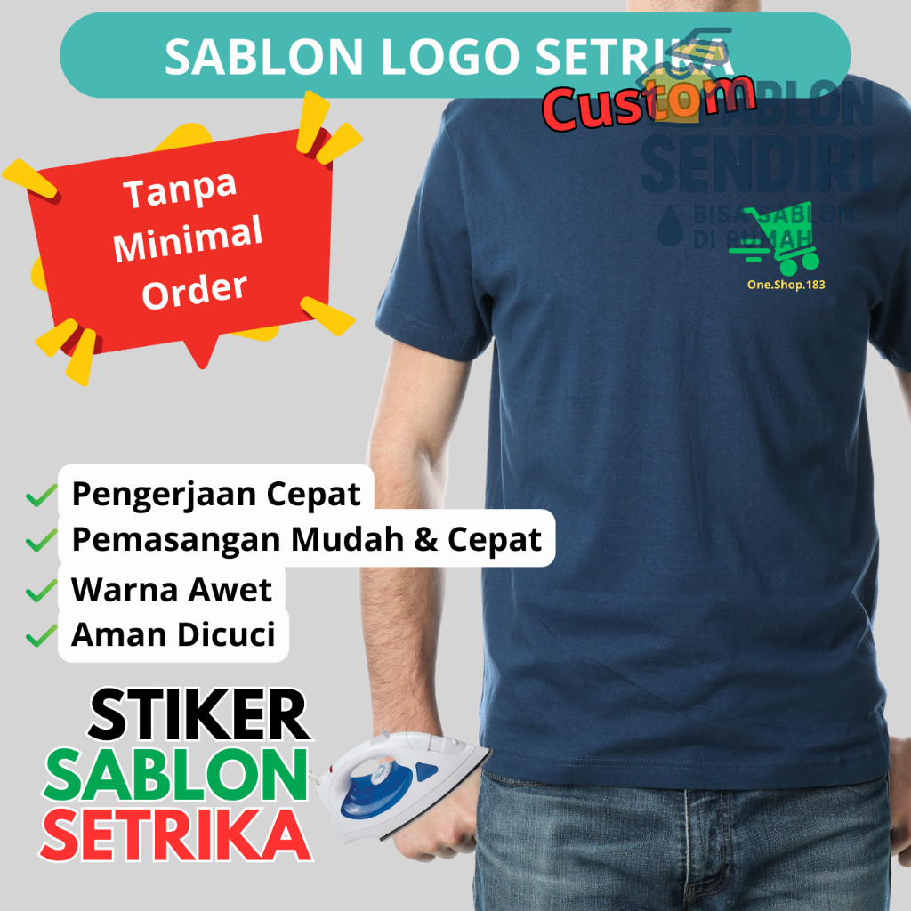 Sticker Sablon Setrika Logo Custom Satuan