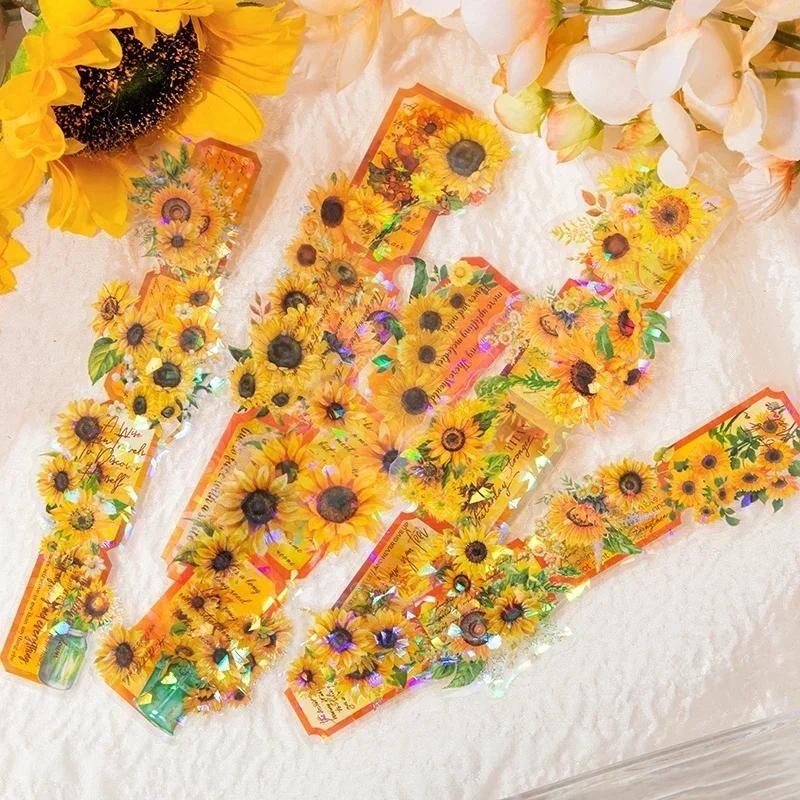 

5Sheet Fragrance Scrapbook Sparkling Flash Stationary Decoration Material Supplies Stickers Laser Flowers Strip Rectangle