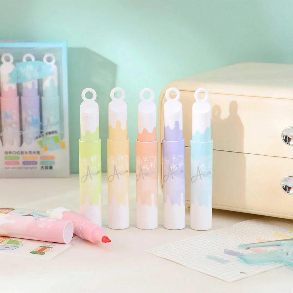 

6 Colors Cute Highlighters Pens Creative Colorful Graffiti Hand Account With Soft Tip Aesthetics Pens Markers Kawaii Stationary