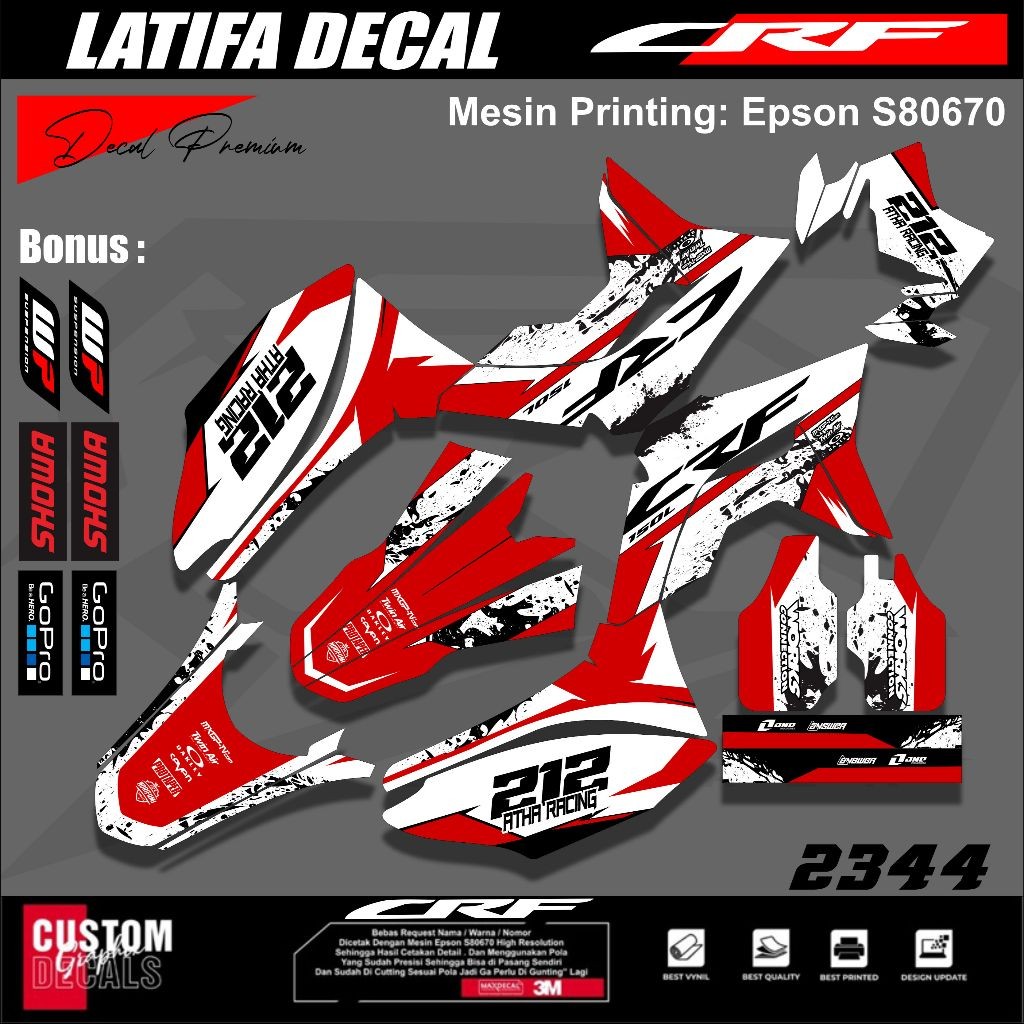 

Decal Sticker Crf 150 L full body Bisa request nama dan nomor - Sticker CRF Putih Merah Full Body