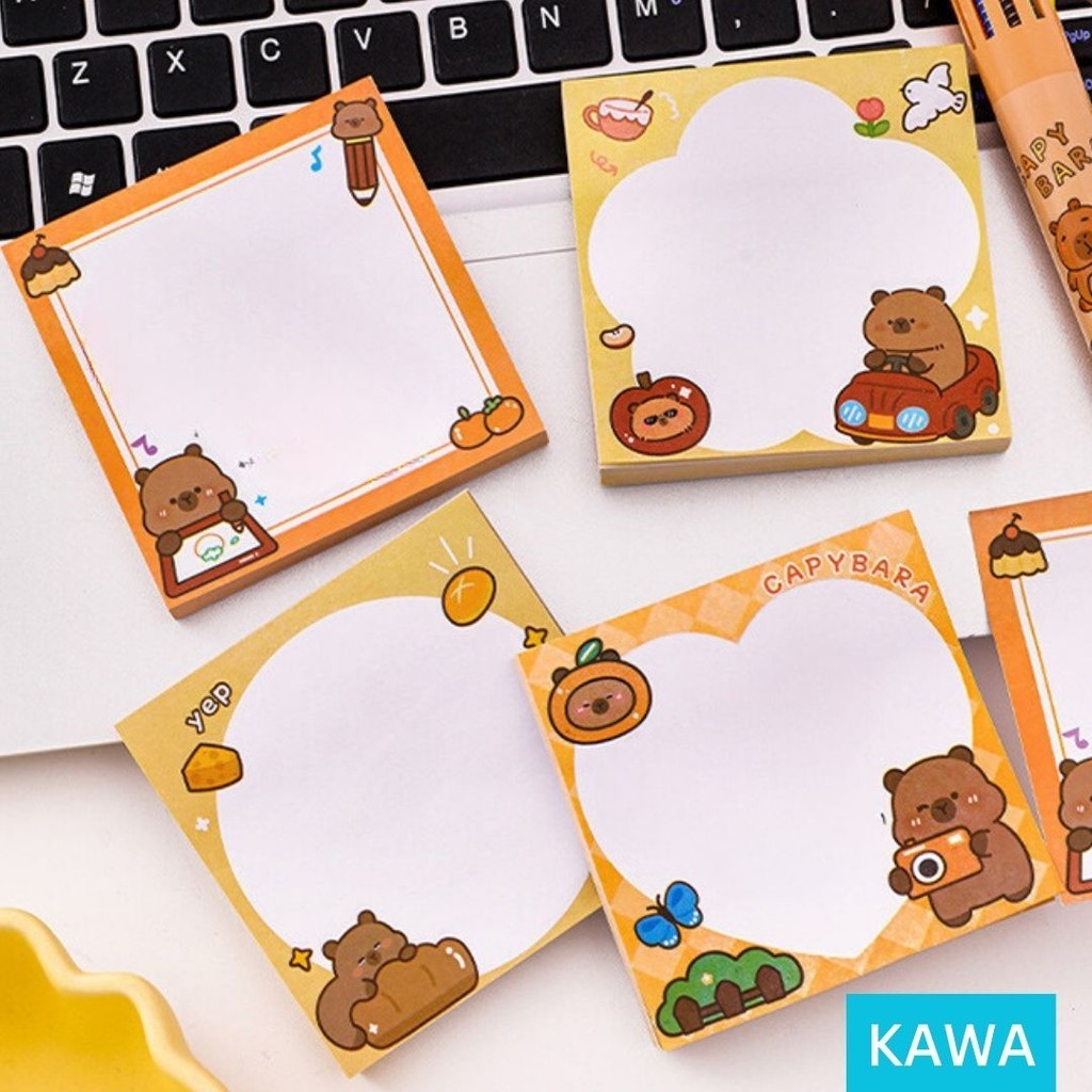 

KAWA Isi 50 Lembar Sticky Notes Capybara Lucu Stick Note Catatan Kertas Tempel Motif Kapibara Cute Cartoon Character Aesthetic Estetik Memo Pad MO