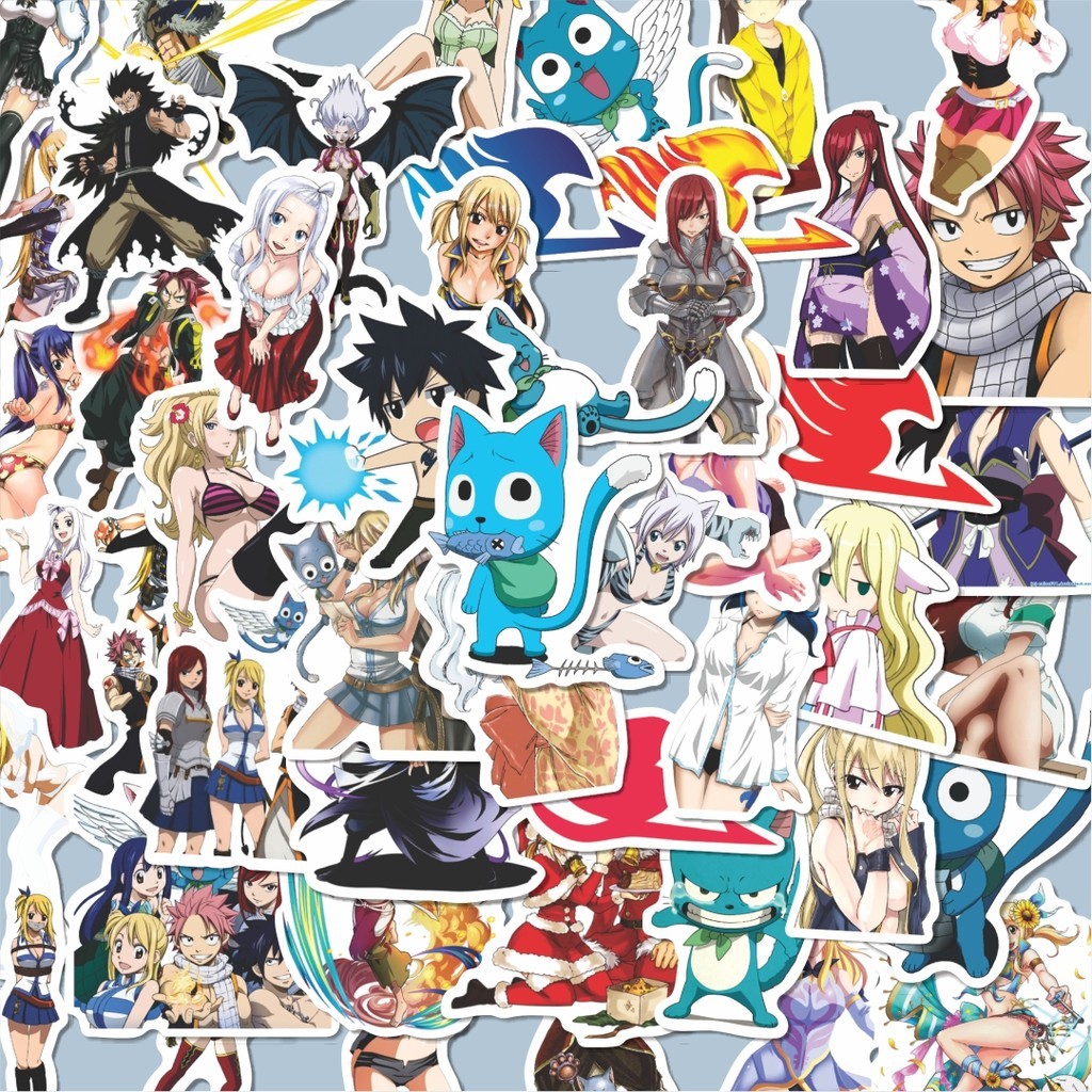 

100PCS Lucu Sticker Anime Fairy Tail Stiker Aesthetic Stiker Anti Air Stikers Berperekat Waterproof sticker decal buat Motor Helm Buku Journal Koper Casing HP Laptop Botol Minum Hadiah anak