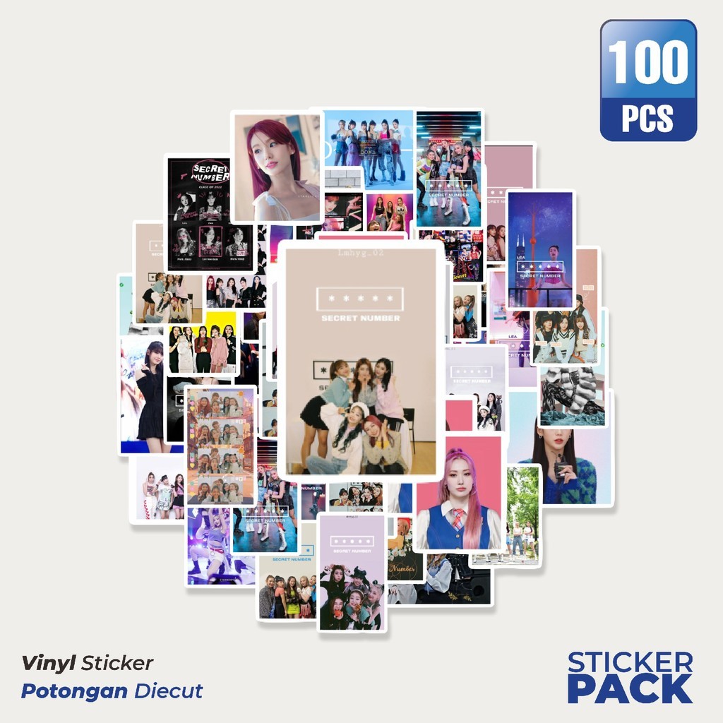 

MURAH 100 PCS Stiker Girl Band Korea Secret Number Waterproof Aesthetic- Untuk Laptop, Motor, dan Helm - Paper Stationery Pack
