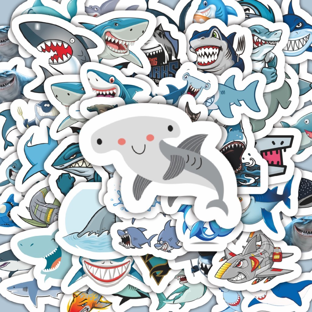 

100PCS Lucu Stiker Hewan Hiu Stiker Aesthetic Stiker Anti Air Stikers Berperekat Waterproof sticker decal buat Motor Helm Buku Journal Koper Casing HP Laptop Botol Minum Hadiah anak