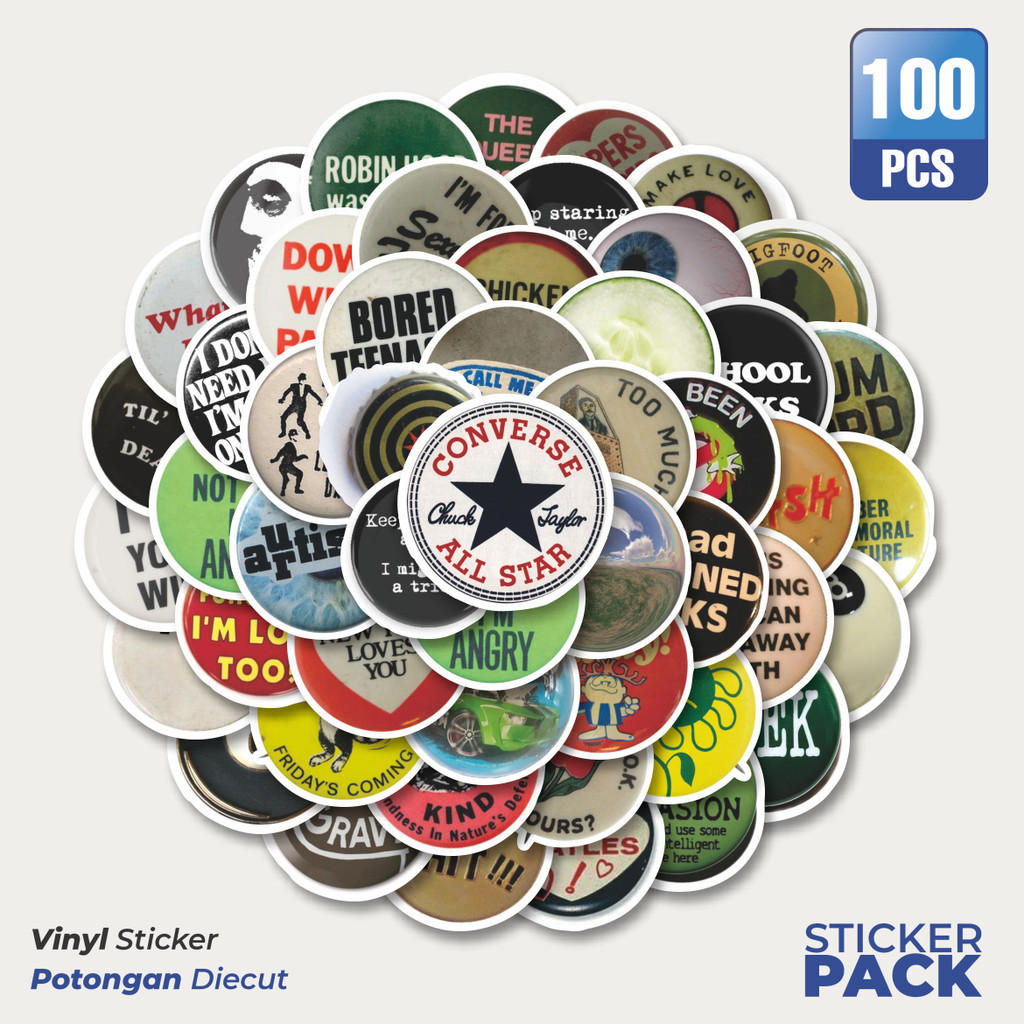 

100 PCS STIKER Pin Baju Keren INS Style Waterproof Aesthetic- Untuk Laptop, Motor, dan Helm - Paper Stationery Pack