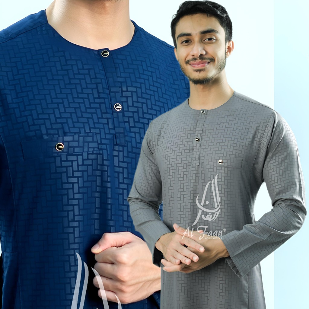 Jubah Slimfit QONUN Gamis pria Jubah Pria Muslim jubah alfaan motif emboss gamis pria Alzan busana m