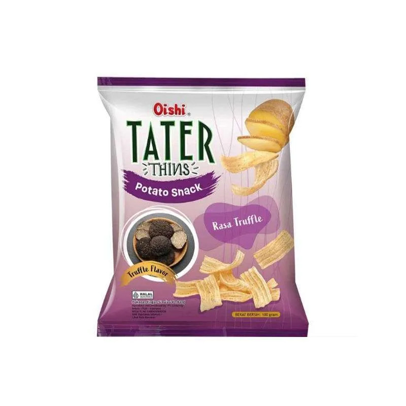 

KERIPIK OISHI TATER THINS 14GR - POTATO SNACK RASA TRUFFLE TRUFLE HALAL TRUFEL CEMILAN SIANG ANAK SORE