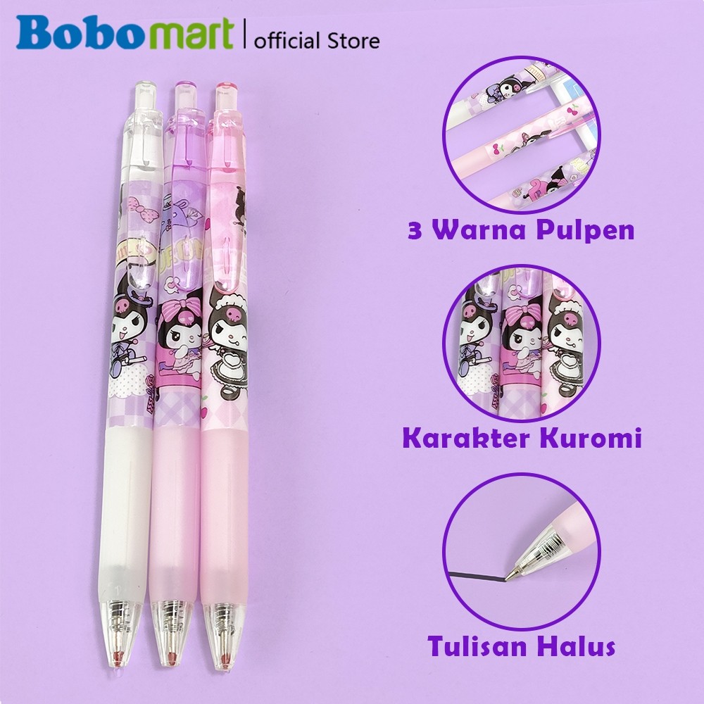 

BOBOMART Gel Pen Pulpen Pena QS6022 Kuromi Black 0.5 mm