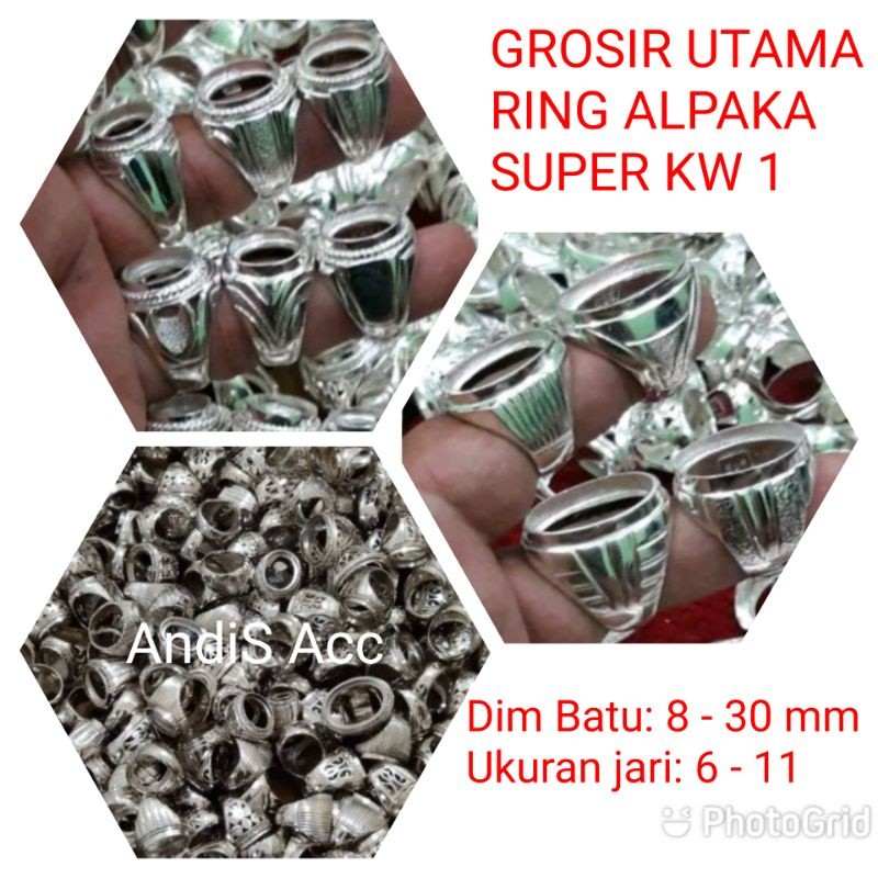 GROSIR RING CINCIN ALPAKA SUPER KW 1 KODIAN/ (20) PCS