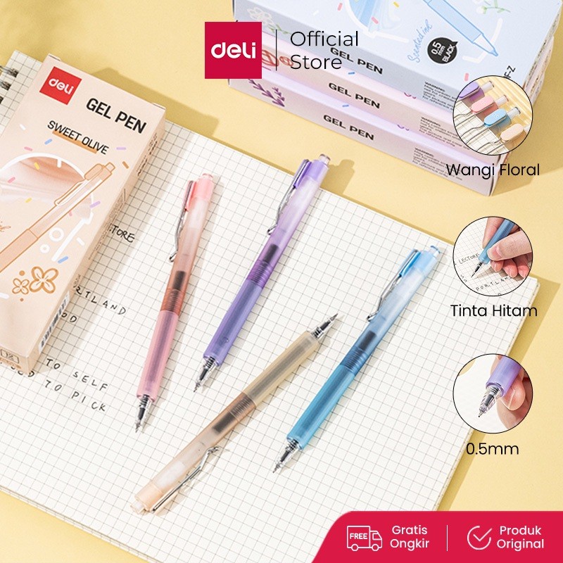 

Deli Scented Gel Pen Tinta Hitam 0.5mm Pulpen Wangi Bunga Aroma Segar Comfortable Grip EG299F