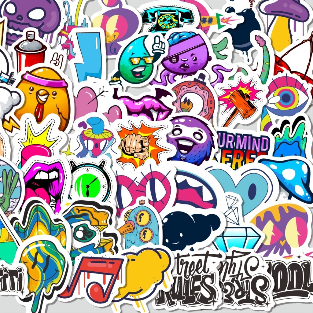 

Stiker Cutting Pack Stiker Graffiti Isi 100Pcs Series Aesthetic Lucu Keren Untuk Koper Bahan Vynil