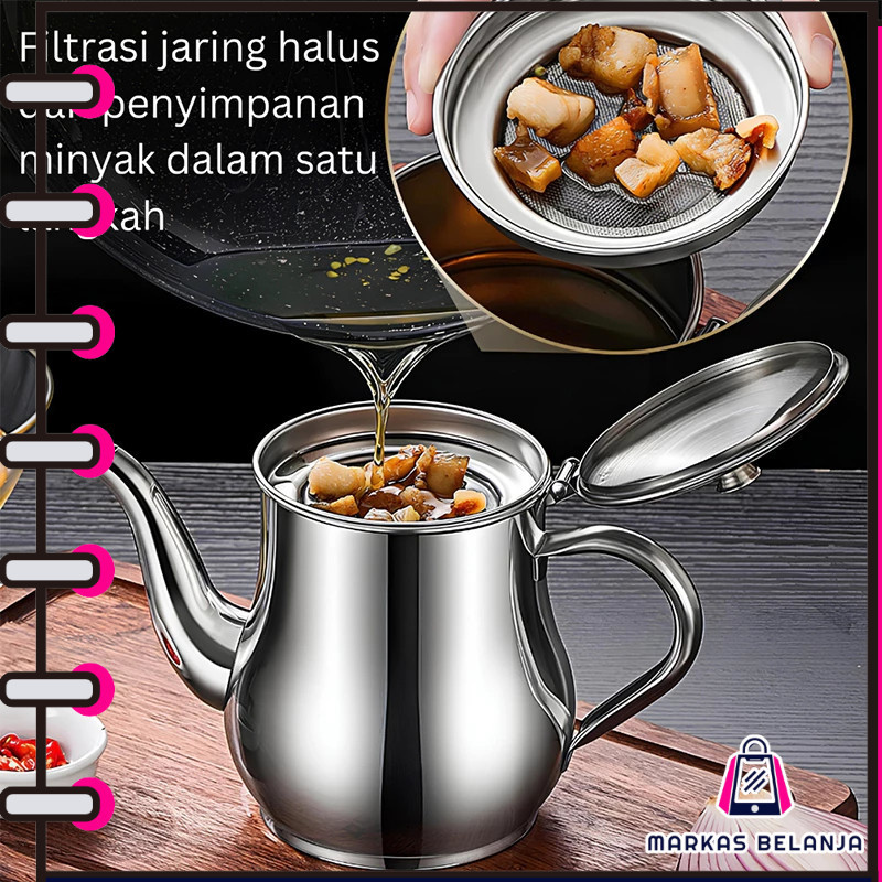 MARKAS Teko minyak goreng Ceret stainless Oil pot Kapasitas 250/400/500ml Teko Penyaringan Minyak Y3