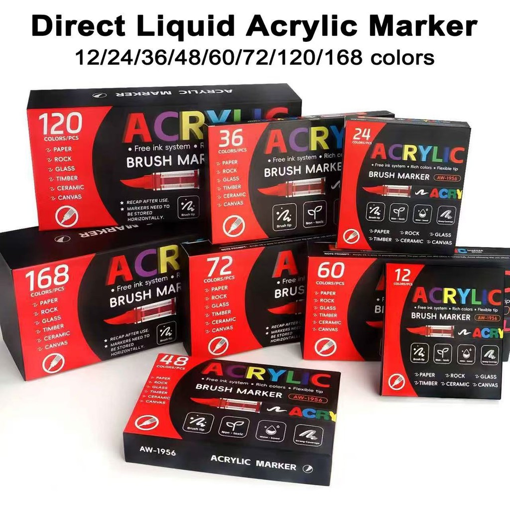 

12-168pcs Acrylic Color Markers Soft Head Painted for Wood Ceramic Festival DIY Box Gfit Marker Set Festival Art Supply