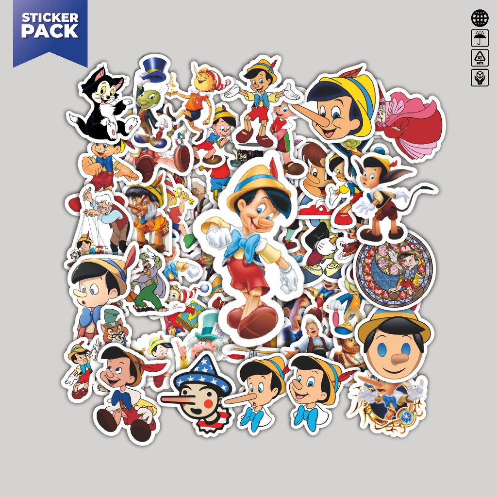 

[100PCS]Stiker Pack Stiker Kartun Pinocchio Aesthetic Vinyl Anti Air Dekorasi Sticker Laptop Buku Journal Koper Helm Casing HP Gitar Helm Skateboard