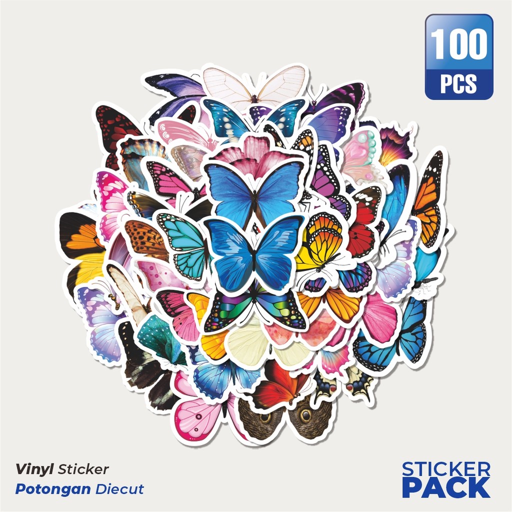 

MURAH 100 PCS Stiker Watercolor Butterfly Series [Seri Kupu-Kupu Cat Air ]Waterproof Aesthetic- Untuk Laptop, Motor, dan Helm - Paper Stationery Pack