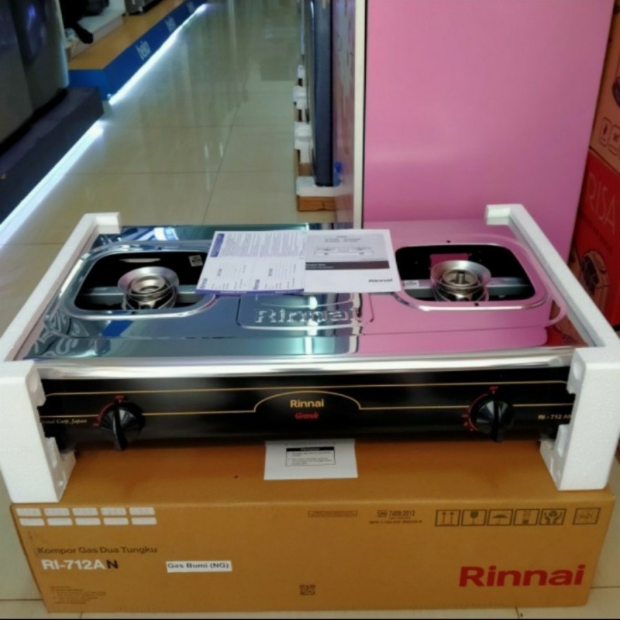 Rinnai Kompor Gas Alam 2 Tungku Stainless Steel