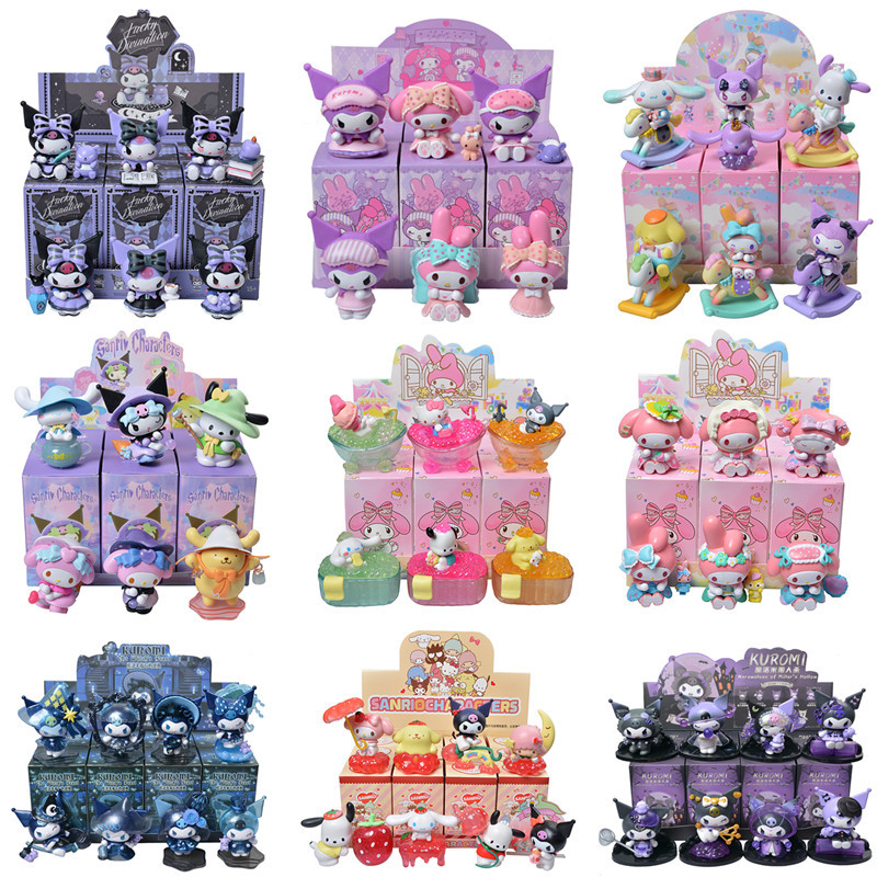 Anime Sanrio Figure Hello Kitty Kuromi My Melody Blind Box Divination Pajamas Strawberry Shortcake S