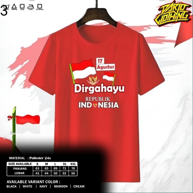 Kaos Baju 17 Agustus 2026 Dirgahayu 3 Pria Wanita BajuMerahPutih 17Agustus Indonesia