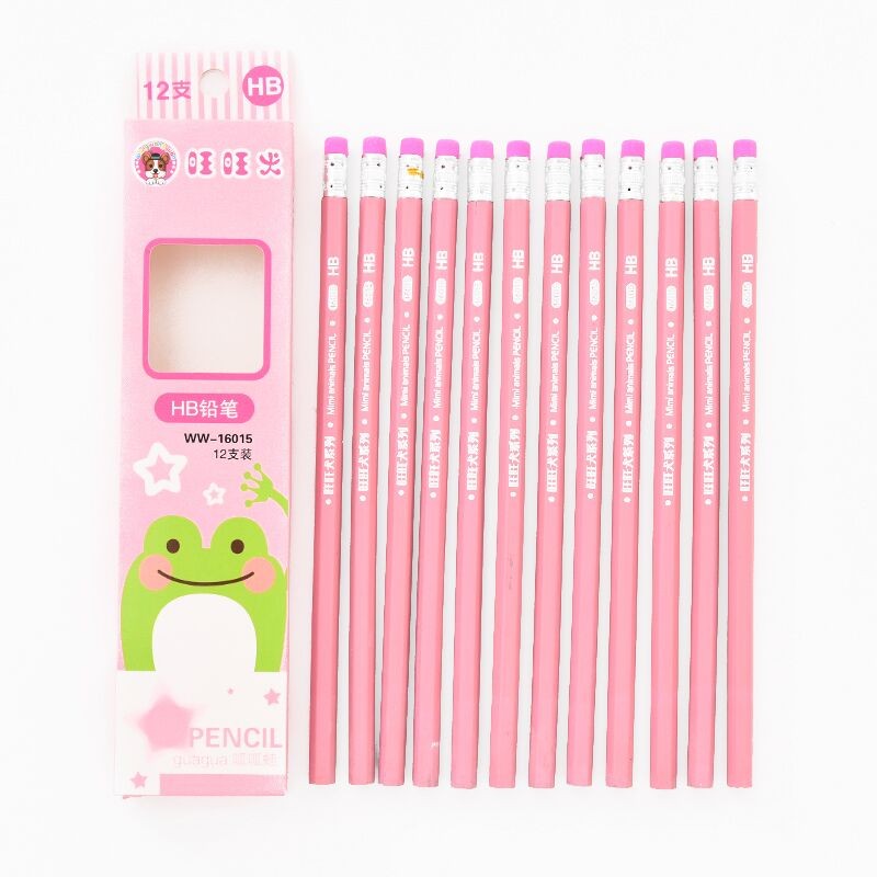 

12 pcs/lot creative cute HB non-toxic pencil set pupils work sketch children cartoon pencil learning stationery office supplies