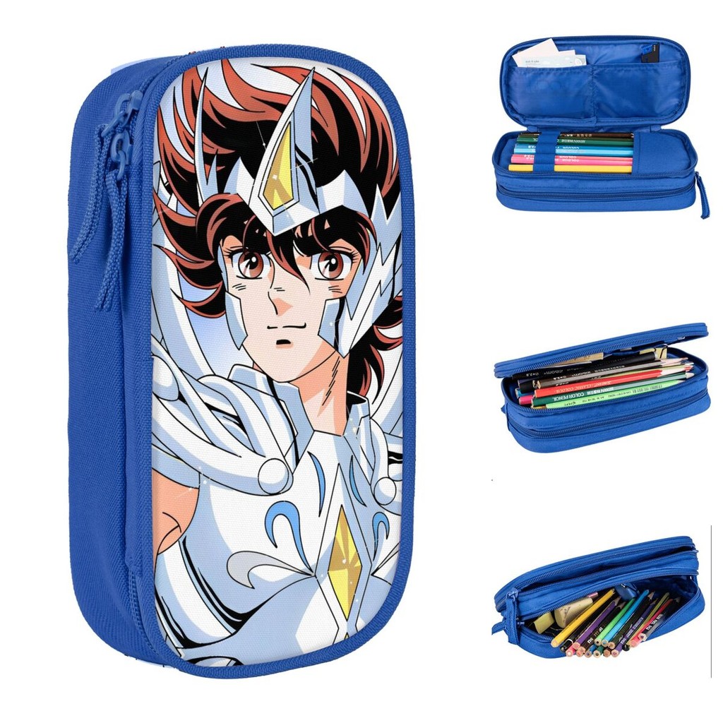 

Knights Of The Zodiac Pencil Cases Cute Pen Box Bag Student Big Capacity Office Zipper Pencilcases