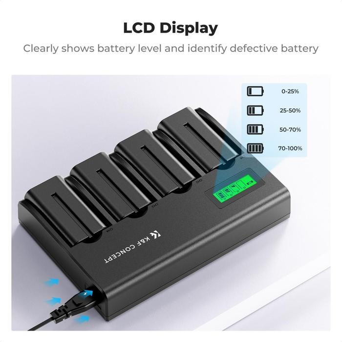 KNF Concept 4 Slot Charger For Sony NP-F970, NP-F960, NP-F950, NP-F930, NP-F770, NP-F750, NP-F570, N