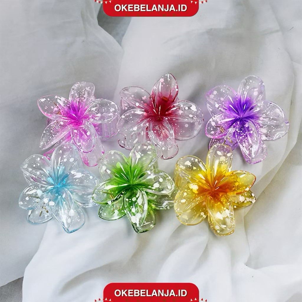Cella Jepit Rambut Viral Jedai Bunga Kamboja Glossy 8 Cm Aksesoris Jepit Rambut Wanita Bali