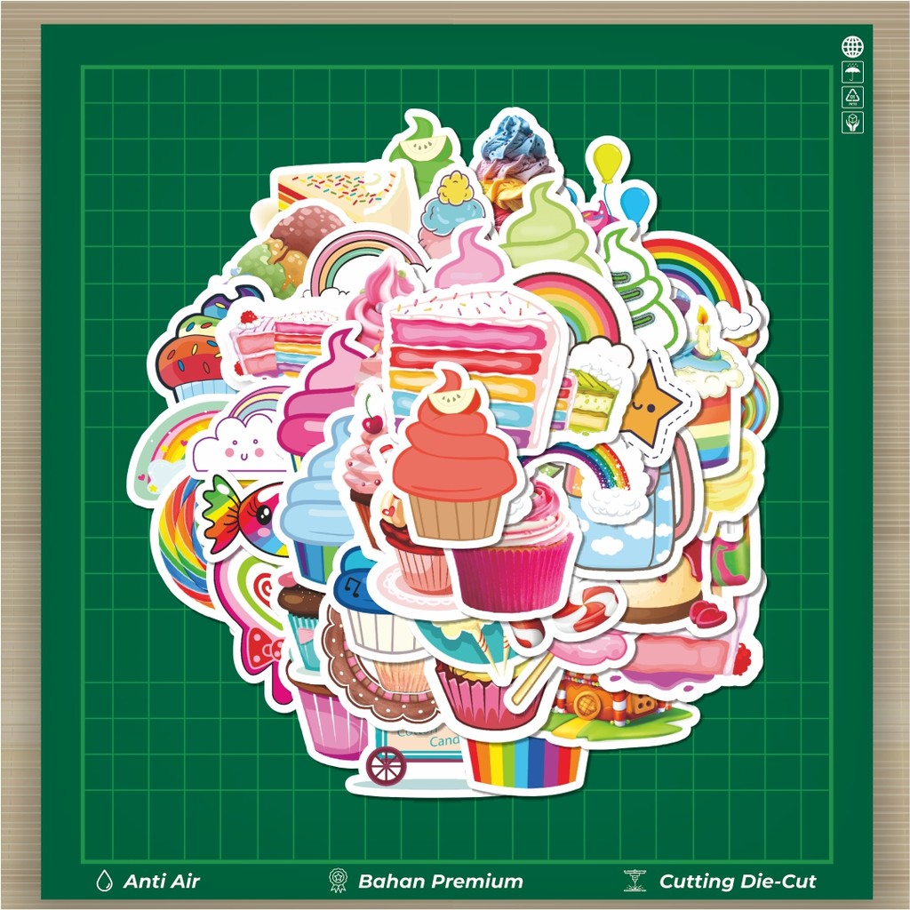 

HOT 50 PCS STIKER Stiker Rainbow Candy Lollipop Cupcake Dessert [Makanan Penutup Permen Lolipop] Stiker Fashion Cars Decal Dingin Kartu Album Custom Vinyl Anti Air- Sticker Aesthetic Buku Journal Koper Casing HP Tablet Laptop Helm Motor Botol Minum