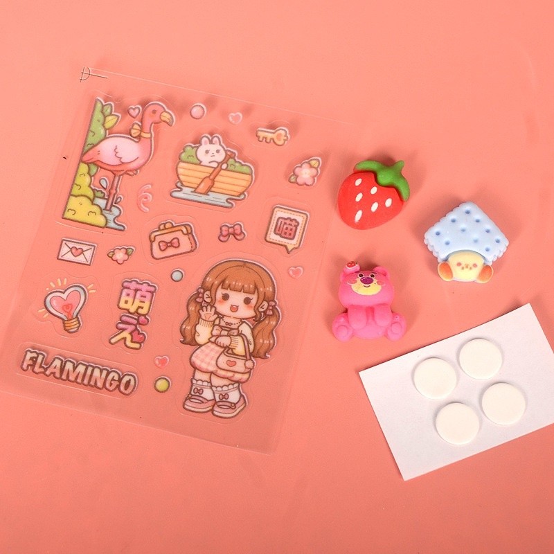 

PGC (2in1) Stiker Botol Minum Lunch Box 3D DIY Timbul Lucu Karakter