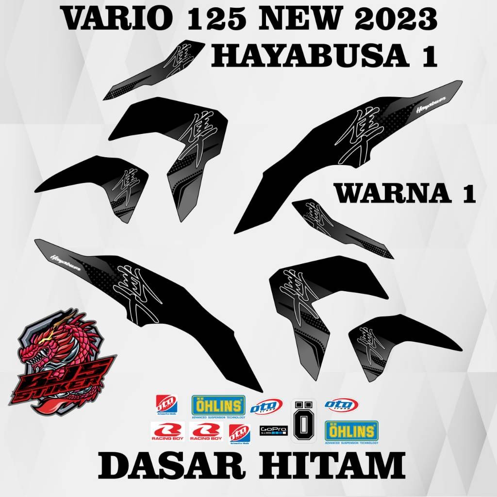 Stiker vario 125 esp new 2023 - stiker striping honda vario 125 esp new 2023 hayabusa 1 hitam