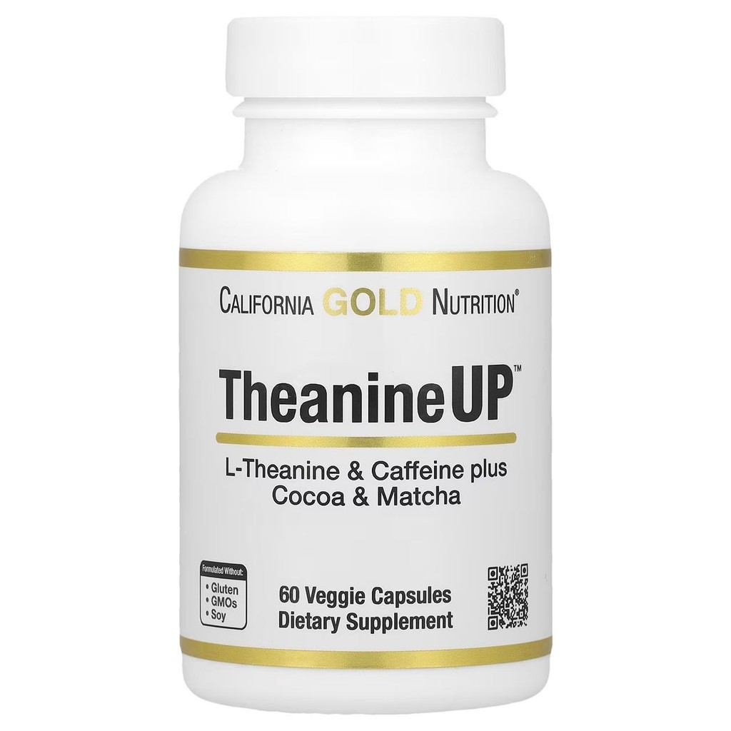 California Gold Nutrition, TheanineUP, L-Theanine & Caffeine Plus Cocoa, and Matcha, 60 Vegicap