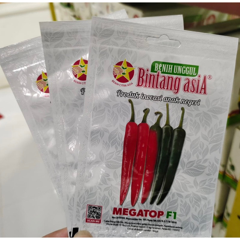 Benih Cabai Cabe Besar MEGATOP F1 1 Gram Cap Bintang Asia PT Benih Citra Asia Warna Merah Menyala Co