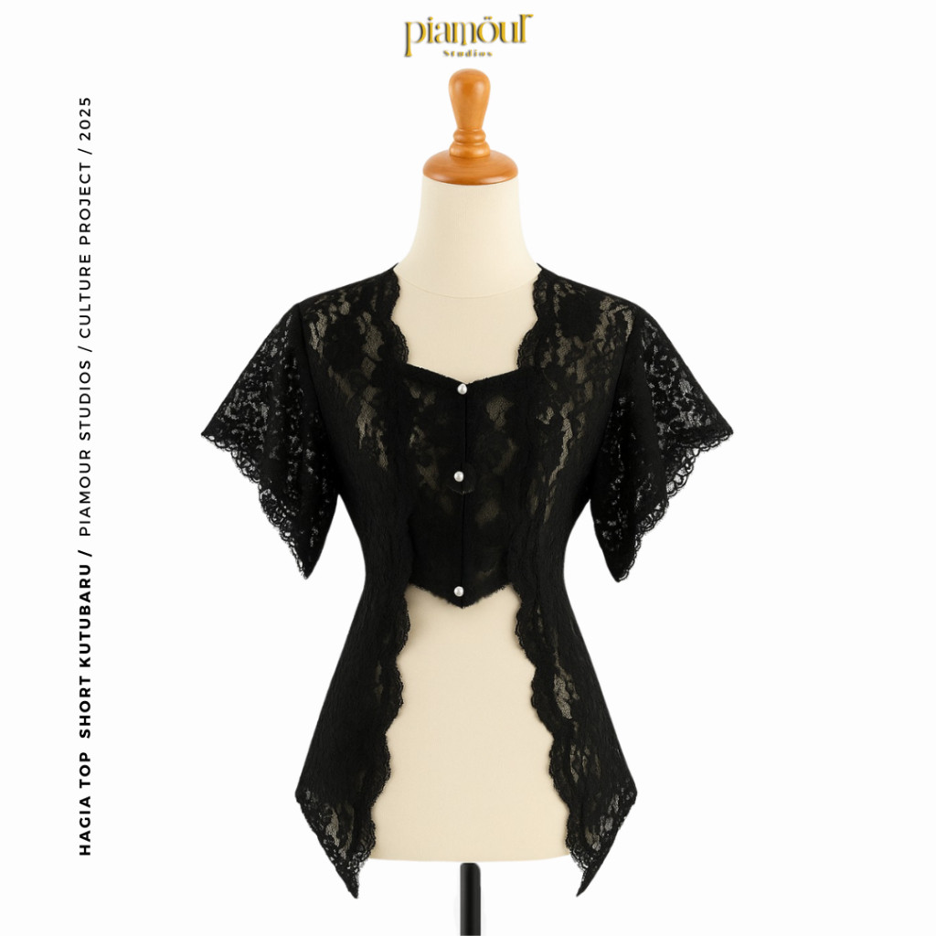 DISKON HAGIA TOP SET KEBAYA KUTUBARU MODERN ATASAN OUTER KEBAYA KUTU BARU LENGAN PENDEK BAJU