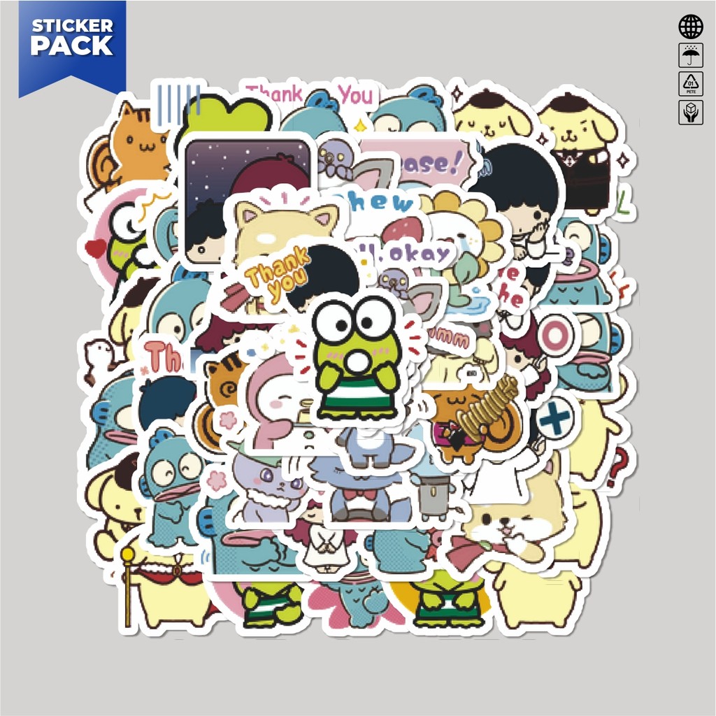 

[100PCS]Stiker Pack Stiker Kartun Sanrio Kawaii Character Mixed Series Aesthetic Vinyl Anti Air Dekorasi Sticker Laptop Buku Journal Koper Helm Casing HP Gitar Helm Skateboard