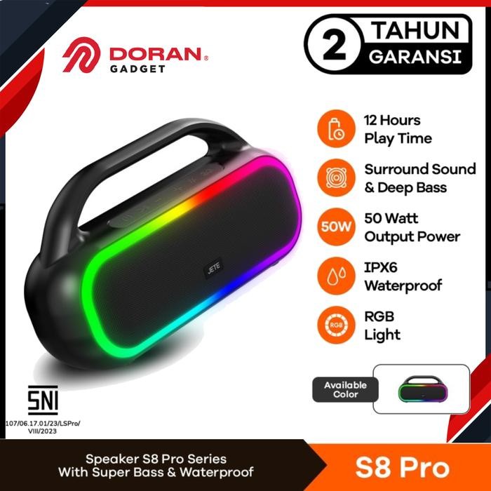 Speaker Bluetooth JETE S8 Pro 50 Watt IPX6 Waterproof Strong Bass