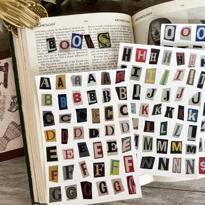 

Alphabet, Number & Symbol Label Stickers – DIY Scrapbooking Journal Supplies for Students (Decorative Collage Base)
