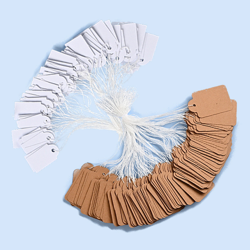 

100pcs/lot Blank Kraft Paper Labels Handmade Price Tags For Merchandise Jewelry Garment Display Paper Cards Hang Tags Labels