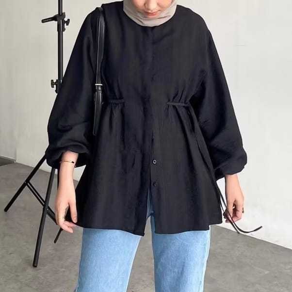 KEKINIAN - ZER BLOUSE LIORA MUSLIMAH BAJU KERJA WANITA TALI SAMPING SEMI TUNIK / Atasan Wanita BLOUS