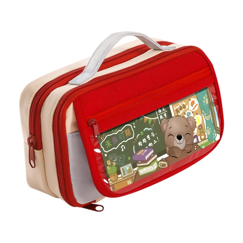 

Aesthetic 9 Layers Pencil Case Bear Portable Large Capacity Pencil Bag with Curriculum Schedule Zipper Stationery Storage Bag